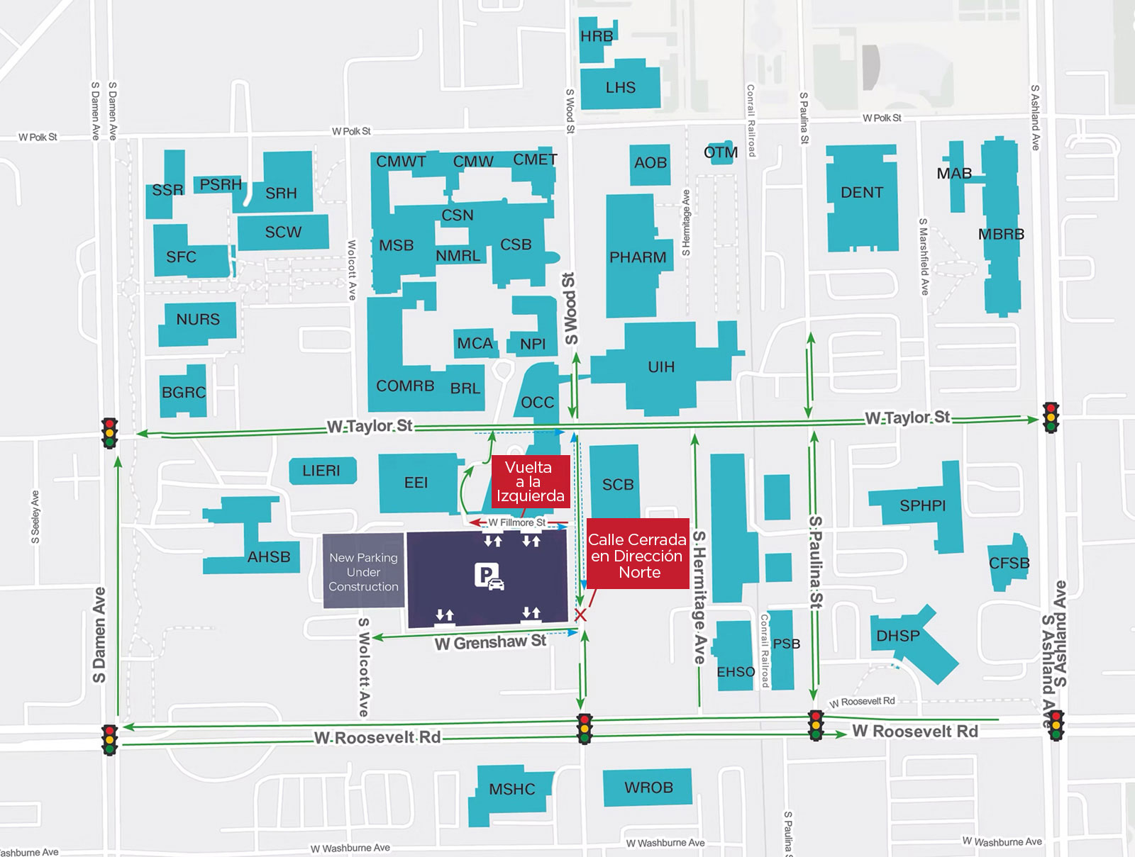 Mapa de cierres y desv&iacute;os
